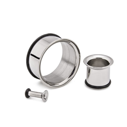 Single Bigger Flared Stainless Steel Earlets 8g - 1" with O-ring