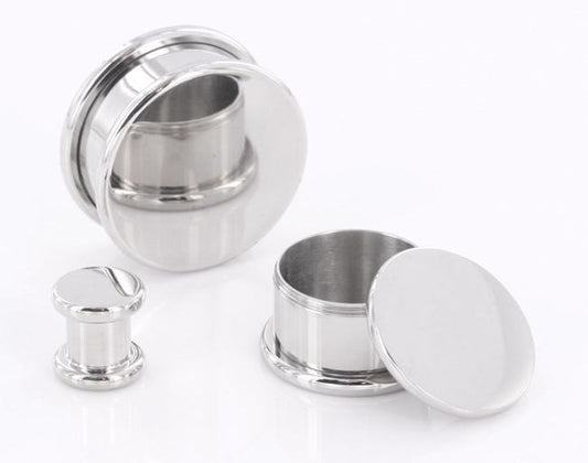 BOX Plugs Steel Threaded Hollow Center STASH 8mm - 26mm - Price Per 1 - Monster Steel