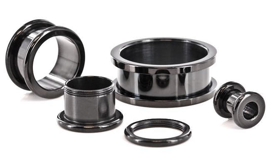 Black PVD Coated Threaded Tunnel - 10g up to 1â - Price Per 1 - Monster Steel