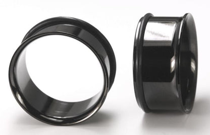 10g - 1” Black PVD Coated Single Flare Steel Tunnel – Price Per 1 - Monster Steel
