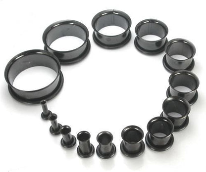 10g - 1” Black PVD Coated Single Flare Steel Tunnel – Price Per 1 - Monster Steel