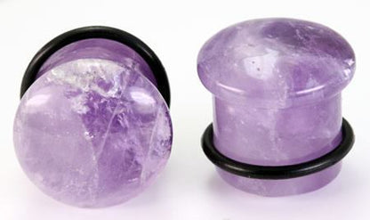 Top Hat AMETHYST STONE Plug with Black Oring - 8g - 9/16" - Price Per 1 - Monster Steel