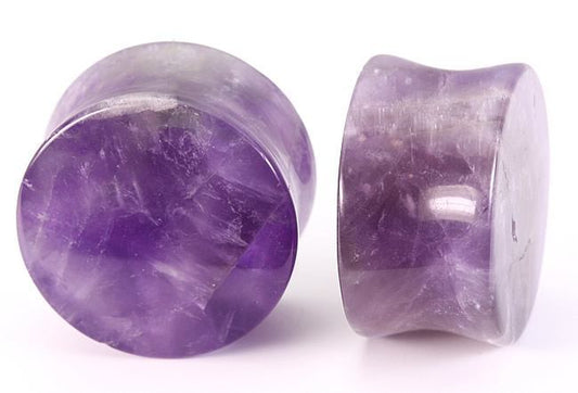Amethyst Stone Double Flared Plug — Price Per 1 - Monster Steel