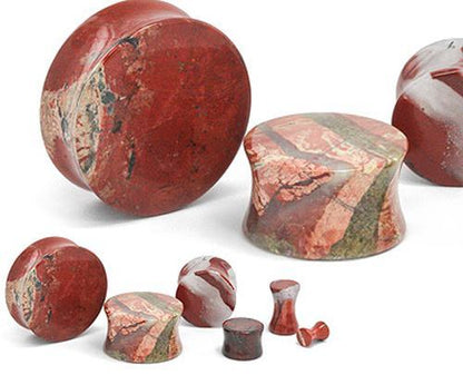 Double Flare JASPER STONE Plug - 8g - 1" - Price Per 1 - Monster Steel