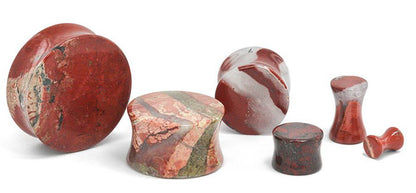 Double Flare JASPER STONE Plug - 8g - 1" - Price Per 1 - Monster Steel