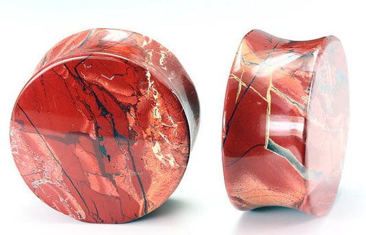 Double Flare JASPER STONE Plug - 8g - 1" - Price Per 1 - Monster Steel