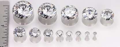 Double Flare BLING-BLOW Plugs High Polish Steel Ear Jewelry 2mm - 20mm - Price Per Pair - Monster Steel