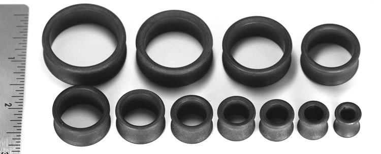 NYLON Charcoal Double Flare Tunnels from 0g up to 2-7/8" - Price Per 1