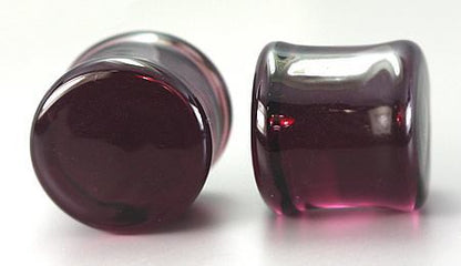 FLAT PLUGS Purple Glass - Ear Gauge Jewelry - Price Per 1 - Monster Steel