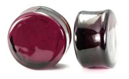 FLAT PLUGS Purple Glass - Ear Gauge Jewelry - Price Per 1 - Monster Steel