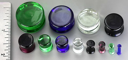 FLAT PLUGS Purple Glass - Ear Gauge Jewelry - Price Per 1 - Monster Steel
