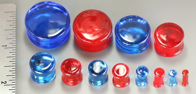 FLAT PLUGS OCEAN BLUE Glass - Ear Gauge Jewelry - Price Per 1 - Monster Steel