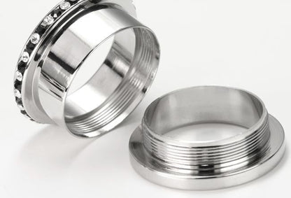 INTERNAL THREADING Black Clear Alternate Stone Setting on Side & Top Rim - 8mm - 26mm - Price Per 1 - Monster Steel