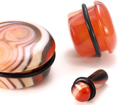 Top Hat RED AGATE STONE Plug with Black Oring - 8g - 1" - Price Per 1 - Monster Steel