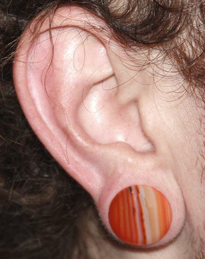 Top Hat RED AGATE STONE Plug with Black Oring - 8g - 1" - Price Per 1 - Monster Steel