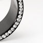 Crystal Jeweled Rim PVD Black Steel Threaded Tunnel — Price Per 1