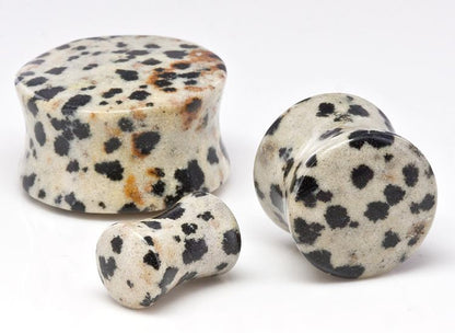 JASPER Dalmatian Stone Double Flare Plugs 10g - 1" - Price Per 1 - Monster Steel