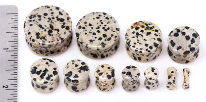 JASPER Dalmatian Stone Double Flare Plugs 10g - 1" - Price Per 1 - Monster Steel