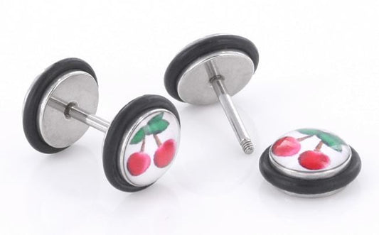 CHERRY illusion Fake Piercing Plug - Price Per 1 Fake Plug - Monster Steel