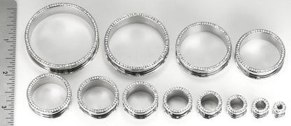 Crystal CZ Stones Threaded Tunnel - 4mm - 46mm - Price Per 1 - Monster Steel