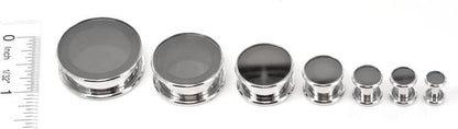 MIRROR Plug Threaded Tunnel - Actual Mirror Front - 2mm - 26mm - Price Per 1 - Monster Steel