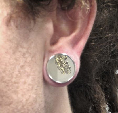 MIRROR Plug Threaded Tunnel - Actual Mirror Front - 2mm - 26mm - Price Per 1 - Monster Steel