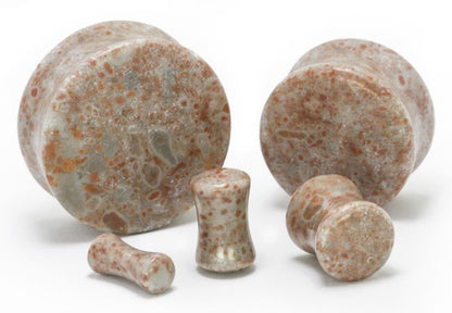 SPOT AGATE Stone Double Flare Plugs 10g - 1" - Price Per 1 - Monster Steel