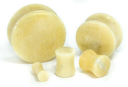 YELLOW BURMESE STONE Double Flare Plugs 10g - 1" - Price Per 1 - Monster Steel