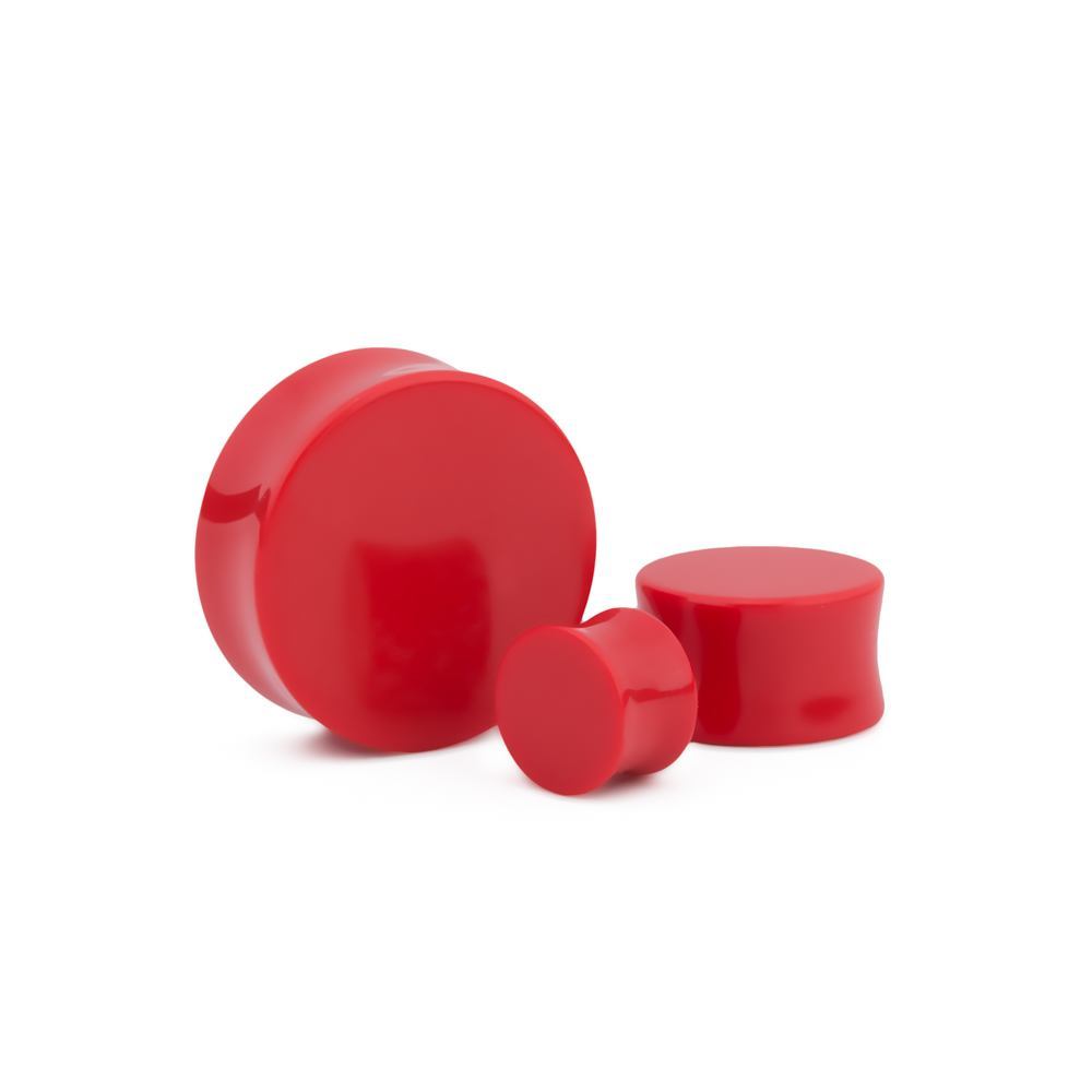 Dyer Red Coral Stone Double Flare Plugs 10g - 1"