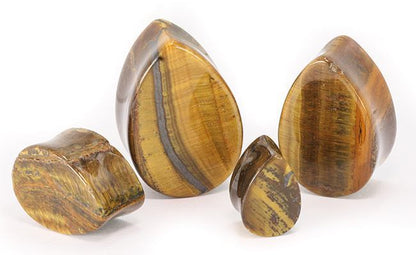 TIGER EYE TEAR Drop Stone Plug Price Per 1 - Monster Steel