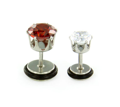 16g Prong Set 6mm Jewel Threaded Stud Earring — Price Per 1 - Monster Steel
