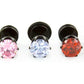 18g Prong Set 6mm Jewel PVD Black Threaded Stud Earring — Price Per 1