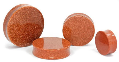 Red Goldstone Glass Double Flare Plug - Price Per 1 - Monster Steel