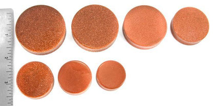 Hand-Polished Red Goldstone Glass Plugs in 28mm - 50mm Sizes