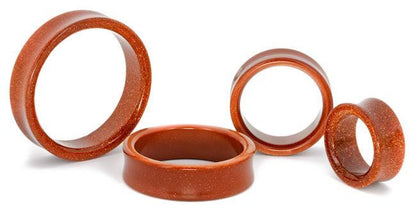 Red Goldstone Glass Double Flare Hollow Plug - Price Per 1 - Monster Steel