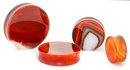 Red Agate Stone Plug — Price Per 1 - Monster Steel