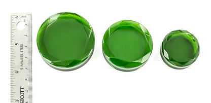 Double Faceted GREEN Glass Plug - Price Per 1 - Monster Steel