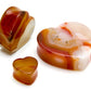 Red Agate Stone Double Flared Heart Plug — Price Per 1