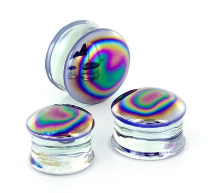 OIL SLICK Front Glass Double Flare Plugs - Price Per 1 - Monster Steel