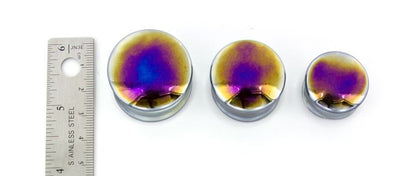 BLACK PEARL Front Glass Double Flare Plugs - Price Per 1 - Monster Steel