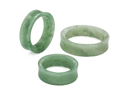 Green Aventurine Stone Double Flare Tunnel - Price Per 1 - Monster Steel