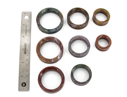 Red Agate Stone Double Flare Tunnel – Price Per 1