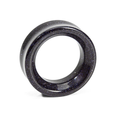 Blue Goldstone Glass Double Flare Hollow Plug - Price Per 1 - Monster Steel