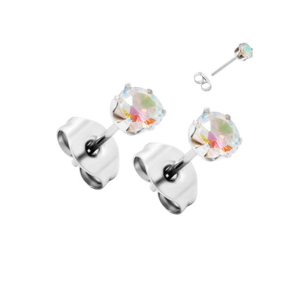 Prong Set Jeweled Stud Earrings — Price Per 2 - Monster Steel