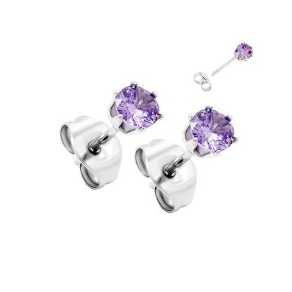 Prong Set Jeweled Stud Earrings — Price Per 2 - Monster Steel