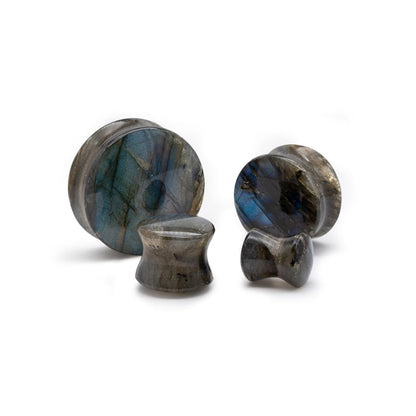 Labradorite Convex Stone Double Flared Plug — Price Per 2 - Monster Steel