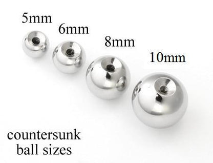 12g Stainless Steel Counter Sunk, Counterbored Balls in Various Sizes - Price Per 1 - Monster Steel