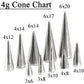 14g-8g Stainless Steel Long Spikes, Bigger Cones Replacement Ends - Price Per 1