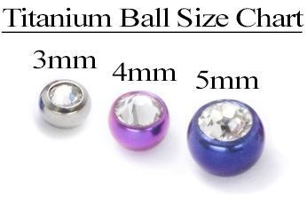14g Externally Threaded Titanium Jeweled Ball - 4mm or 5mm - Price Per 1 - Monster Steel