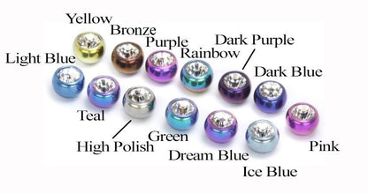 14g Externally Threaded Titanium Jeweled Ball - 4mm or 5mm - Price Per 1 - Monster Steel